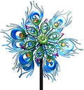 Peacock Wind Spinner, 48Inch Double Wind Sculpture, Wind Sculptures & Spinners Outdoor Metal Stake Yard Spinners, Garden Wind Catcher Wind Mills, Lawn&Garden… by RoamingLight