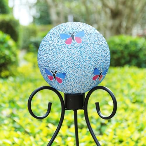 VCUTEKA Gazing Ball, 8" Glass Gazing Balls Sphere for Garden Lawn Outdoor Ornament Yard Decorative, Butterfly - Image 6