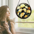 Ginkgo Leaves Stained Glass Window Hanging Suncatcher Gifts for Women 15" - Image 2