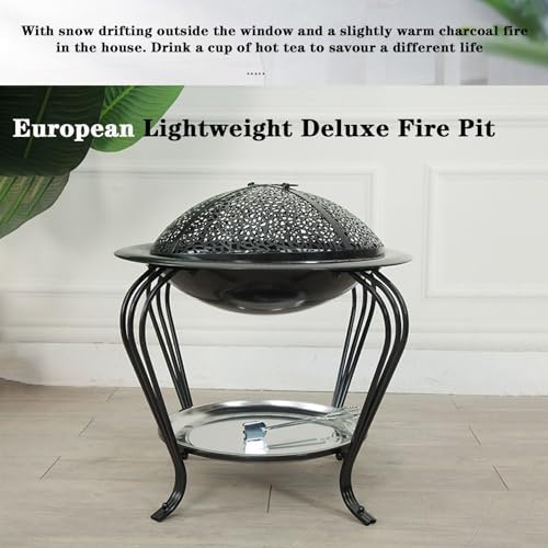 BNEI European Style fire Pit, Portable Tabletop fire Pit with fire net Cover, 55 * 60 cm, Suitable for Winter Warming, Barbecue (Large) - Image 5