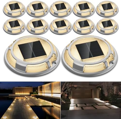 Solar Driveway Dock Lights Outdoor Waterproof 12 Pack by LivingGreenLivingFabStyl