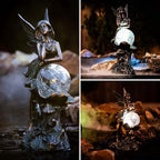 TERESA'S COLLECTIONS Fairy Garden Statue Solar Resin Patina Bronze 12.4" - Image 3
