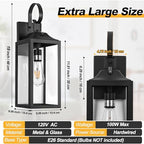 19" Large Black Dusk to Dawn Outdoor Wall Lantern Porch Light Outdoor - Image 6