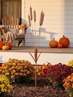 Rustic Metal Wheat Ear Rain Chimes for Outside, Decorative Garden Stakes & Yard Art, Whimsical Home Decor Wind Chime & Garden Sculptures & Statues for Flower Bed Decor 2pcs - Image 3