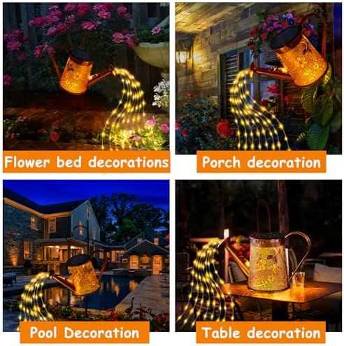 2 Pack Solar Watering can with Lights,Hummingbird Pattern+Butterfly Pattern - Image 5