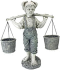Design Toscano Flowers for Felicity Little Girl Garden Statue with Basket Planters, Medium, 25 Inches Tall, Cast Stone Resin, Two Tone Stone Finish by DesignToscano