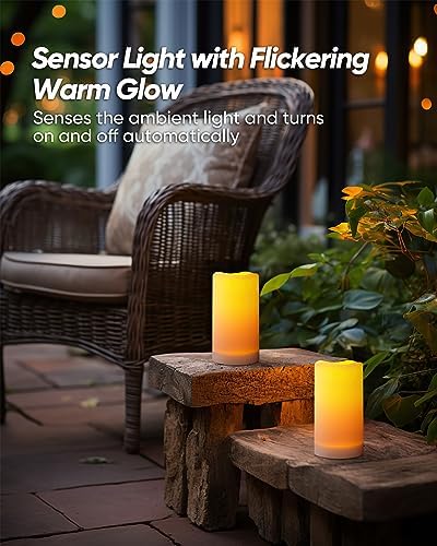 Homemory Solar Candles Outdoor Waterproof, Dusk to Dawn Sensor, 3"x4"5" 6" - Image 4