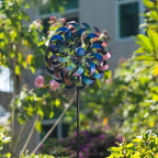 Wind Spinners Outdoor,64.2Inch 360°Rotating Crescent Windmill for Yard, Garden Wind Spinner with Blue Green Purple Gradient Blades, Weatherproof Metal Garden Decor - Image 5