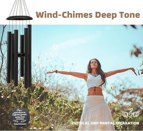 Retirement Gift for Woman Men, 32" Wind Chimes Retirement Gifts, Happy Retirement Gifts for Coworker Colleague Boss Teachers Nurses Friends, Going Away Gifts Retirement Decorations (Black) - Image 5