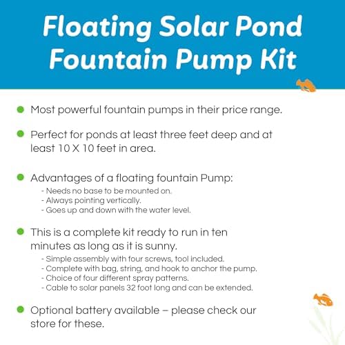 50W Floating Solar Pond Fountain Complete Pump Kit for Ponds 3 ft or Deeper 8 Feet Wide or Larger - Image 3