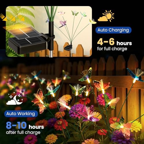 Solar Garden Lights,6Pack Swaying Butterfly Lights Garden Decor - Image 2