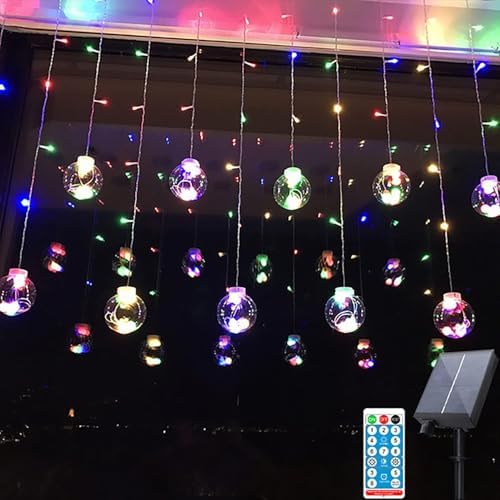 Solar Wishing Ball Fairy Curtain Lights, Waterproof 8 Modes Flashing String Lights with Remote Control for Bedroom, Christmas, Wedding, Party Decoration (Mutlicolor) by AMZSTAR