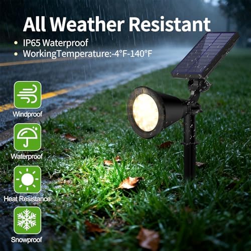 Solar Spot Lights Outdoor Waterproof, 18 LED Solar Powered Landscape Lighting Low Voltage Auto On/Off for Garden, Yard, Tree, Flag, Wall, Pathway, 4 Pack - Image 2