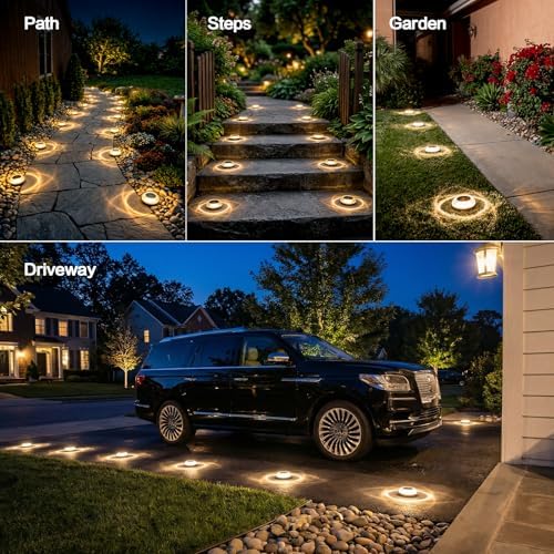Solar Driveway Lights 12 Pack, Solar Walkway Lights Outdoor IP67 Waterproof, Solar Ground Lights Lighting for Yard Path Step Sidewalk Stair Pathway（Warm White） - Image 2