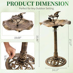Outvita Vintage Bronze Bird Bath, Leaf-Shaped with Bird Feeder - Image 2