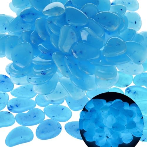 Landical 100 Pcs Large Glow in The Dark Rocks 1.8 Inch Garden Stones,Blue - Image 3