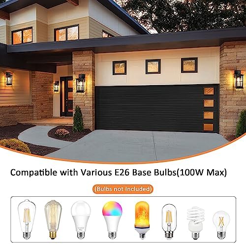 BesLowe 2-Pack Outdoor Wall Light Fixtures, Exterior Porch Lights, Black - Image 5