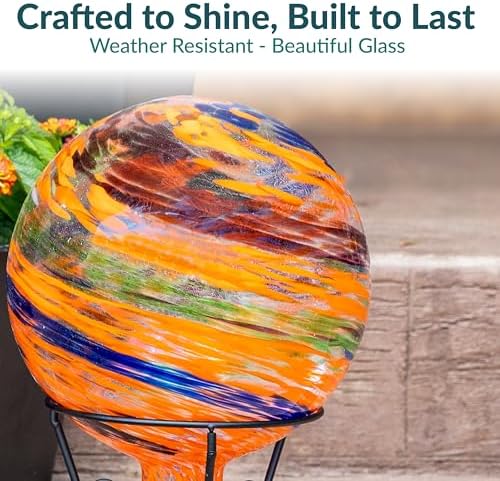 Sunnydaze 10" Glass Gazing Ball for Garden, Globe for Outdoor Display - Image 2