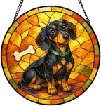 Dachshund Dog Stained Glass Window Hanging with Metal Chain by Unknown