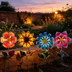 Solar Garden Stakes Lights for Outdoor Decor, 4 Pack Waterproof Metal Art Stick Flowers, Light for Outside Garden Patio Pathway Yard Backyard Porch Lawn - Image 4