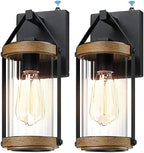 LONEDRUID 2 Pack Dusk to Dawn Sensor Outdoor Wall Lights with Wood Grain by LONEDRUID