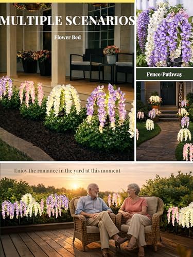 GIGALUMI 6 Pack Solar Wisteria Flowers Outdoor, 2 Modes, Multicolored - Image 6