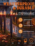 Abeja Halloween Pathway Lights, 19.5FT C18 Flicker Flame Candles, 10 Stakes - Image 4