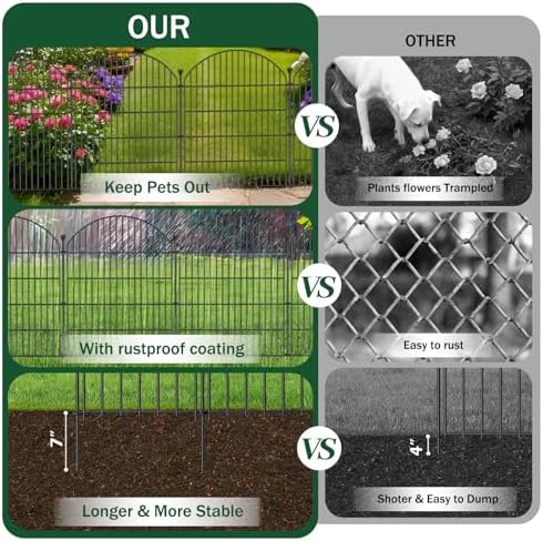 No Dig Garden Fence Panels, Dog Fence Outdoor for Yard, 12 Pack - Image 3