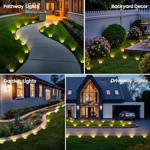 PATIOWIN 20 Pack Small Solar Ground Lights, Garden Lights Warm White - Image 3