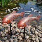 Set of 2 Antique Koi Statue - Resin Real Fish Garden Sculpture, Elegant Live Fish Pond Decor for Patio, Backyard,Unique Outdoor Ornaments - Image 4