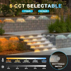 mw 8 Pack 7 Inch Retaining Wall Lights,5W LED Hardscape Lighting,200LM 2700K-5000K 5CCT Outdoor Step Lights,IP65 Waterproof 12V-24V Low Voltage Landscape Lights for Patio Walls Stairs,ETL Certified - Image 2