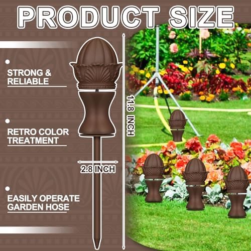 Tandefio 3 Pcs Garden Hose Guide Stake 12 Inch Heavy Duty Resin Hose, Brown - Image 2