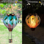 Larekook Hummingbird Hot Air Balloon Solar Lantern Outdoor Waterproof,Glass Garden Decor,Solar Hot Air Balloon Lantern with Flame Flickering Light for Yard Patio Lawn,Hummingbird Gifts for Women Mom - Image 5