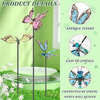 6 Pcs Metal Butterfly Garden Stakes Decor 34 Inch Dragonfly Hummingbird Butterfly Stakes Dragonfly Garden Decor Glow in The Dark Decorative for Indoor Outdoor Yard Lawn Pathway Patio - Image 3