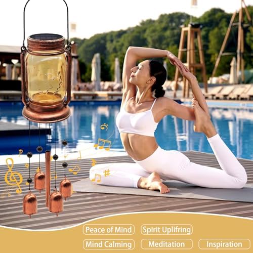 Solar Wind Chimes for Outside, Birthday Mother' s Day Gifts for Mom Women Grandma,Solar Mason Jar Wind Chime Light Unique Hanging Wind Chimes Outdoor,IP65 Waterproof, Yard Garden Terrace Courtyard - Image 5