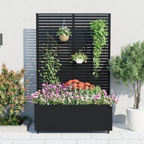 GarveeLife Metal Planter Box with Trellis and Wheels 71"x47"x16" by GarveeLife