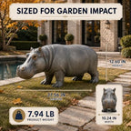 Hippo Garden Statue 27.56 Length Resin Weatherproof Outdoor Sculpture - Image 2