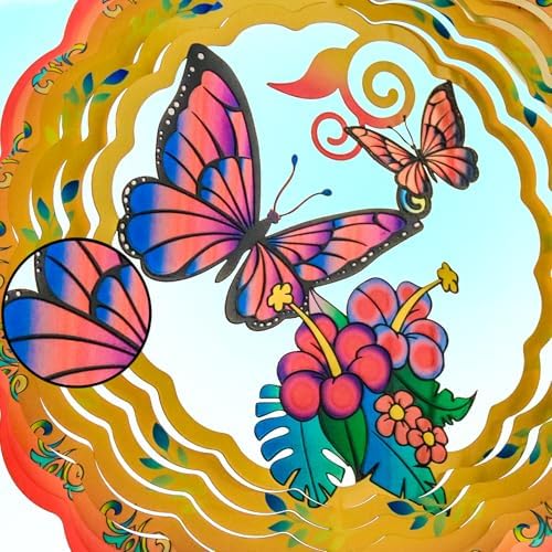 Butterfly Wind Spinner, Butterfly Gift for Women Men, 12in Spinfinity Designs Stainless Steel Hanging Wind Spinners with 3D Visual Effect, for Indoor/Outdoor Decor, Yard Art, Garden Decorations - Image 5