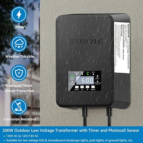 SUNVIE 200W Low Voltage Landscape Transformer with Timer & Photocell Sensor - Image 5