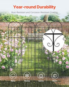 VEVOR Garden Trellis for Climbing Plants, 87 x 20 in, 4 Packs Rustproof Metal Garden Flower Trellis, Outdoor Climbing Rose Cucumbers Support, Decorative Clematis Trellis for Courtyards Lawns - Image 3