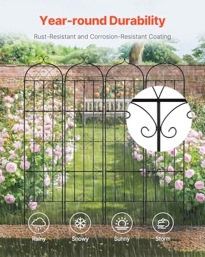 VEVOR Garden Trellis for Climbing Plants, 87 x 20 in, 4 Packs Rustproof Metal Garden Flower Trellis, Outdoor Climbing Rose Cucumbers Support, Decorative Clematis Trellis for Courtyards Lawns - Image 3