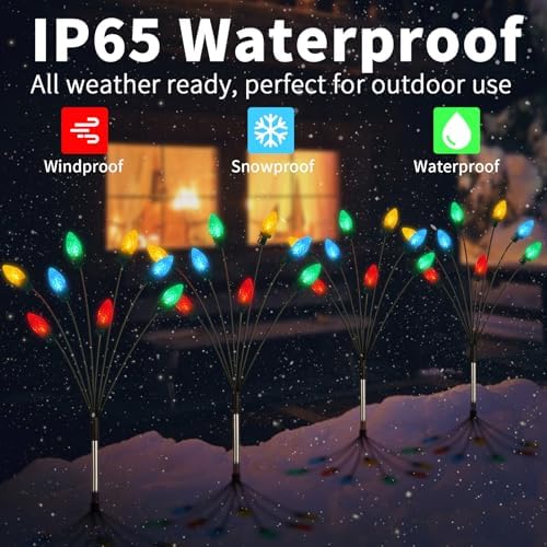 C7 Solar Christmas Decorations Outdoor, Vintage Solar Pathway Stake Lights - Image 3