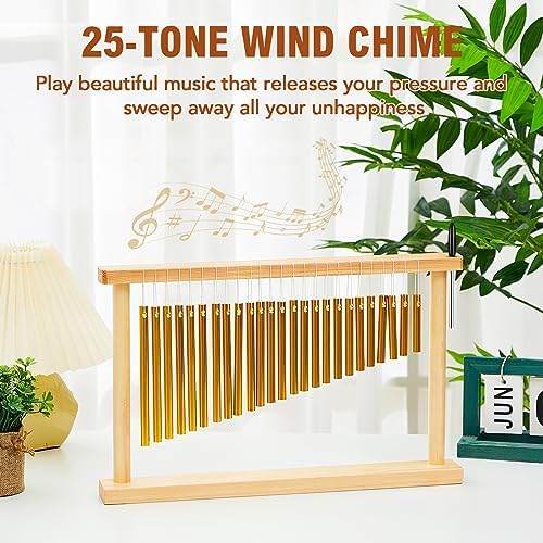 25 Note Chimes Instrument Table Top Bar Wind Chime Sound Instruments 25 Bars Musical Percussion Item with Mallet for Office Ornament Decor Educational Gifts - Image 6