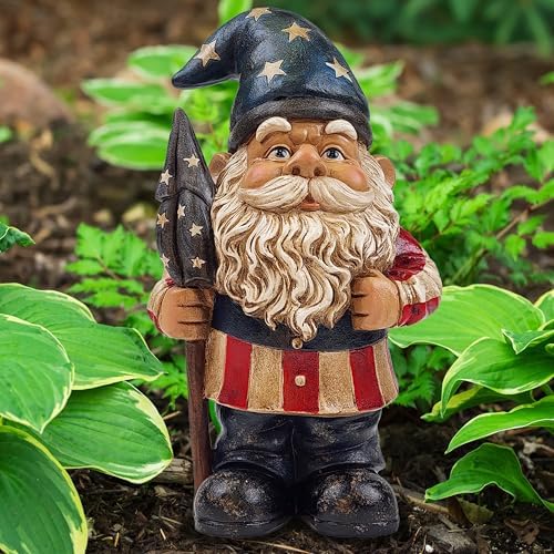 Better Office Products Garden Gnome Statue, 12" Height, Handcrafted Waterproof, UV-Resistant Polyresin Lawn Patio Porch Ornament Decoration (Yankee Doodle Patriot) - Image 6