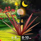 2Pack Tequila Rustic Sculpture Metal Yard Decor with Solar Mosaic Light, 21Inches Height Hand Painted Metal Agave Garden Statue Red - Image 3