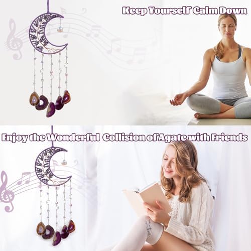 Amethyst Crystal Suncatcher Moon Hanging Sun Catchers Wall Decor - Image 2