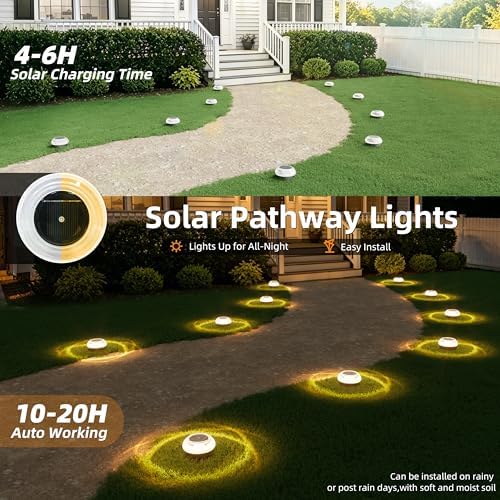 VOLISUN Mini Solar Pathway Lights Outdoor,12 Pack Flat Solar Ground Lights - Image 2