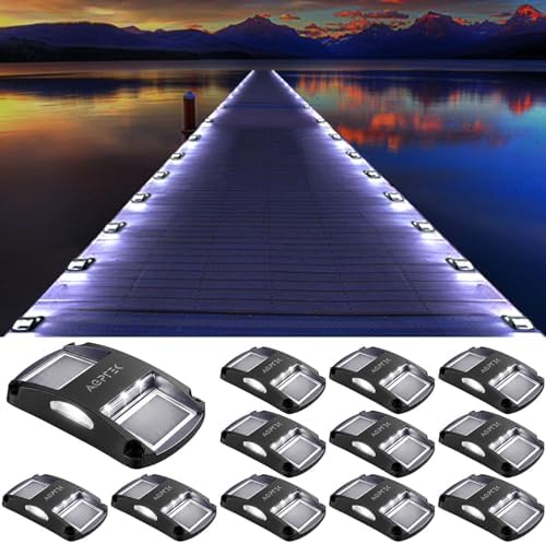AGPTEK Solar Driveway Lights 12 Pack, Outdoor Deck Dock Marine Waterproof by AGPTEK