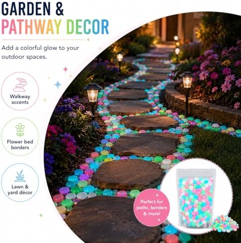 Colorful Glow in the Dark Rocks, 200/400/600/1000PCS Colorful Luminous Decorative Stones, Pebbles for Garden Walkway Aquarium Fish Tank Patio Lawn Yard DIY Decor (Yellow,1000) - Image 7