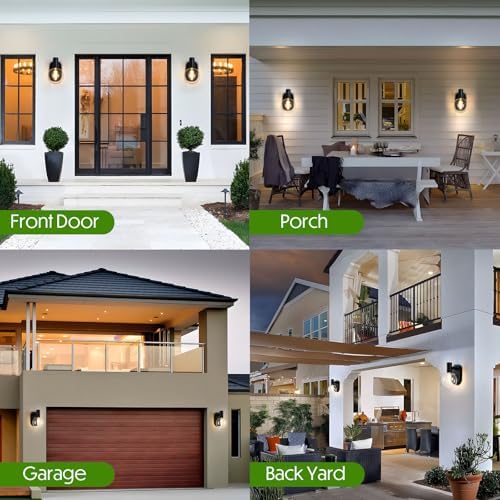 Outdoor Wall Light Fixture, Indoor Outdoor Wall Sconce, Waterproof Outdoor Porch Light, Black Vanity Light Fixture with Clear Globe Glass, Anti-Rust E26 Socket for Bathroom, Garage, Patio - Image 3